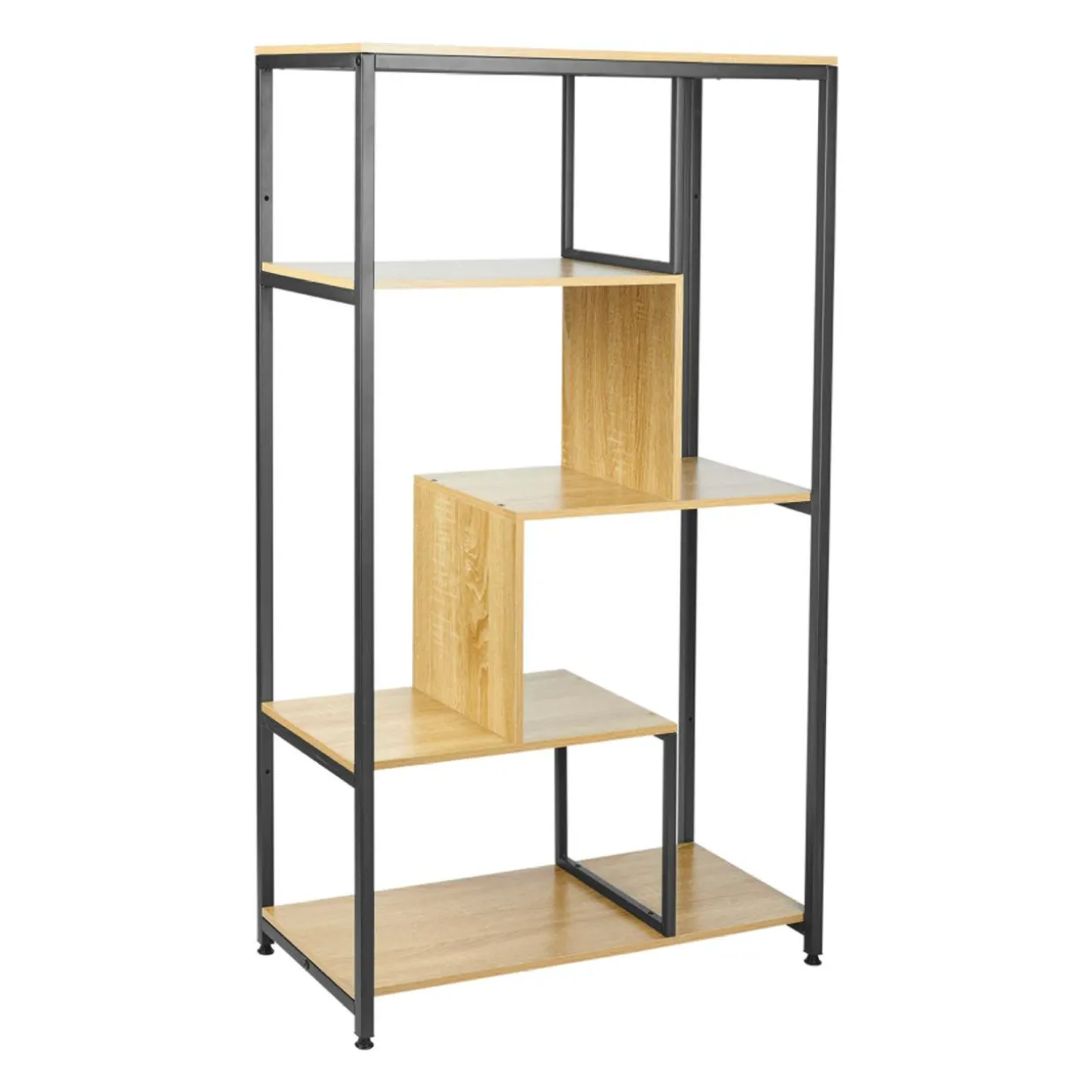 Étagère 4 niveaux bois et métal (H130 cm) Anny Noire