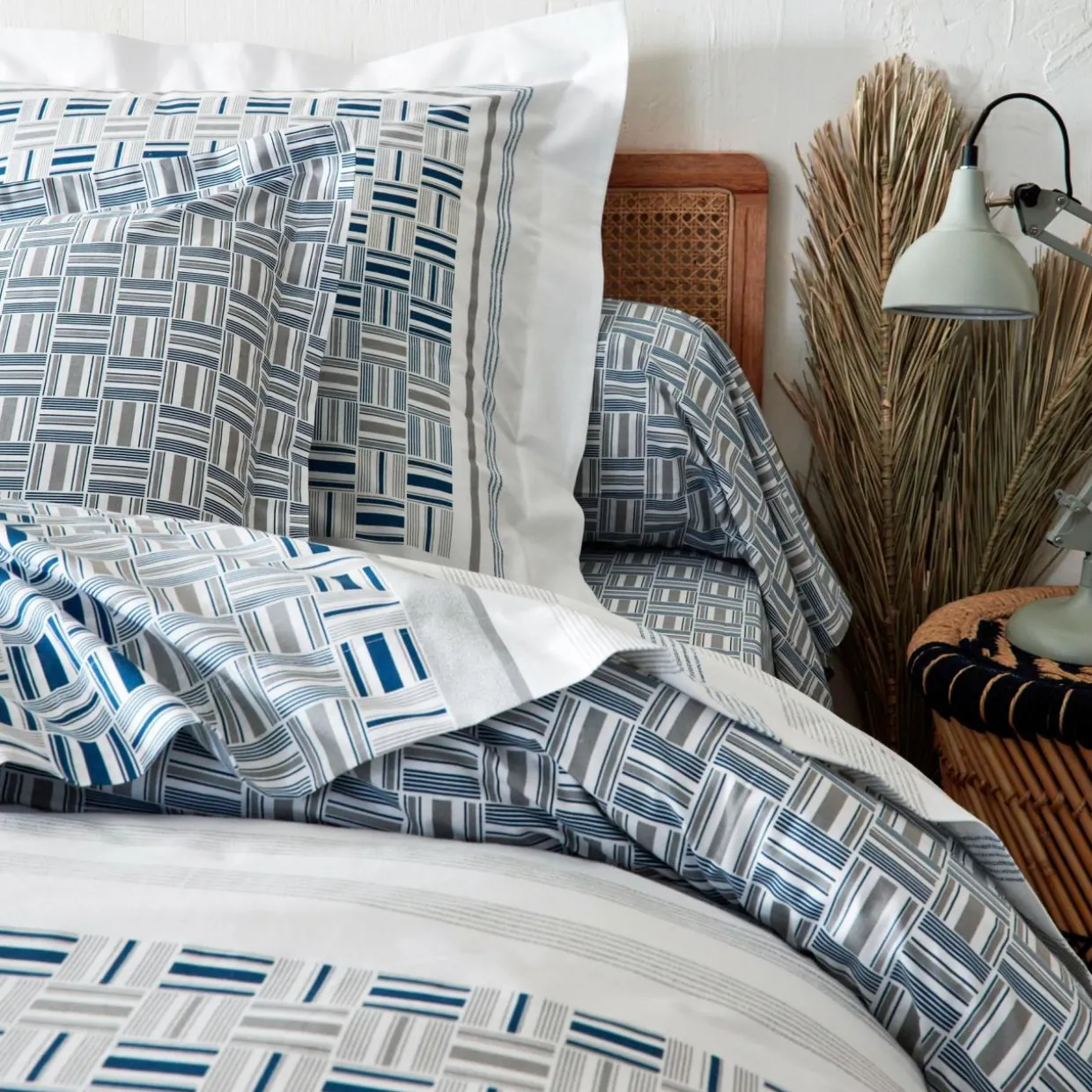 Taie de traversin coton (L200 cm)Diego Bleue