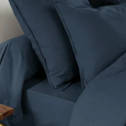 Taie de traversin flanelle de coton (L185 cm) Théa Bleu nuit