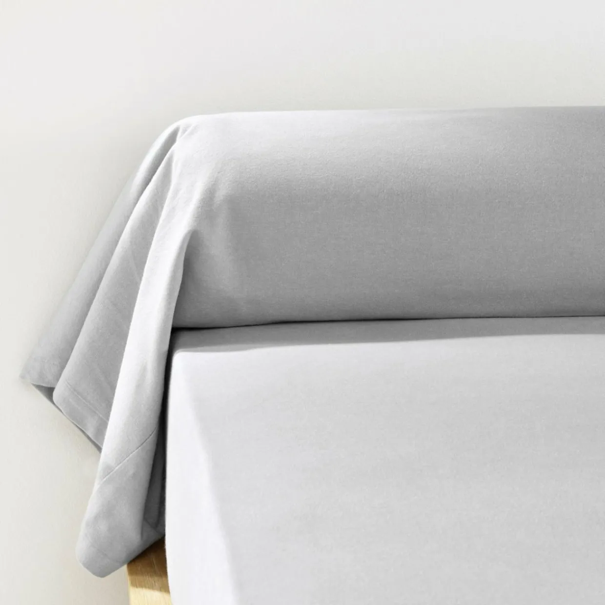 Taie de traversin flanelle de coton (L185 cm) Théa Gris clair