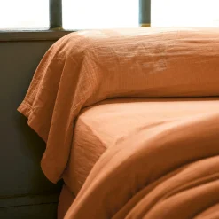 Taie de traversin gaze de coton (L185 cm) Gaïa Abricot