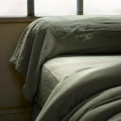 Taie de traversin gaze de coton (L185 cm) Gaïa Vert romarin