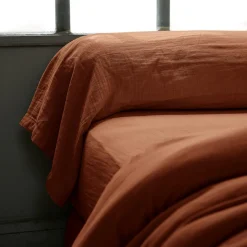 Taie de traversin gaze de coton (L185 cm) Gaïa Terracotta