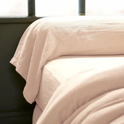 Taie de traversin gaze de coton (L185 cm) Gaïa Rose poudré