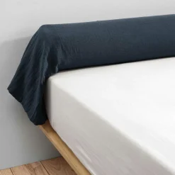 Taie de traversin gaze de coton (L185 cm) Gaïa Bleu nuit