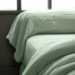 Taie de traversin gaze de coton (L185 cm) Gaïa Vert eucalyptus