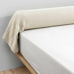 Taie de traversin gaze de coton (L185 cm) Gaïa Beige pampa