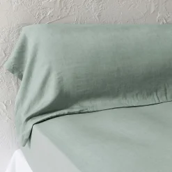 Taie de traversin lyocell Tencel™ lavé (27 x 185 cm) Olivia Vert eucalyptus