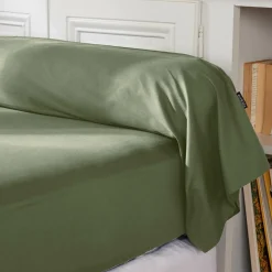 Taie de traversin percale de coton (L185 cm) Cali Vert romarin