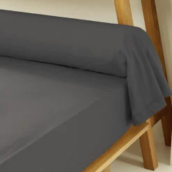 Taie de traversin percale de coton (L185 cm) Cali Gris anthracite
