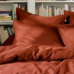 Taie de traversin percale de coton (L185 cm) Cali Terracotta