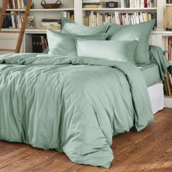 Taie de traversin percale de coton (L185 cm) Cali Vert eucalyptus