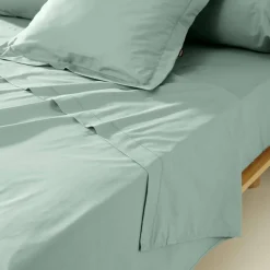 Taie de traversin percale de coton (L185 cm) Cali Vert eucalyptus