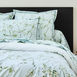 Taie de traversin percale de coton (L200 cm) Eléna Nil Verte