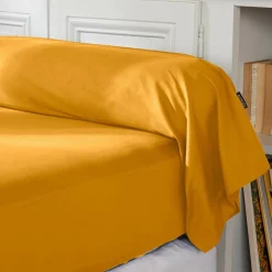 Taie de traversin percale de coton (L185 cm) Cali Jaune moutarde