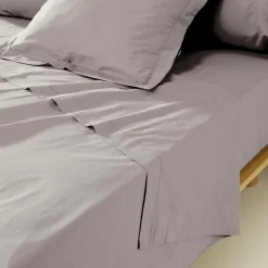 Taie de traversin percale de coton (L185 cm) Cali Gris clair