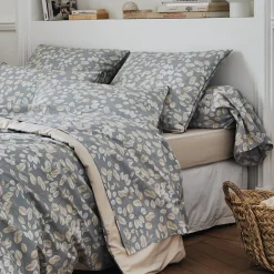 Taie de traversin percale de coton (L200 cm) Lison Grise