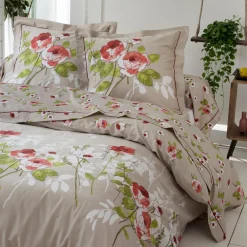 Taie de traversin satin de coton (L200 cm) Roseraie Marron ficelle