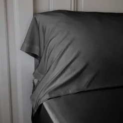 Taie de traversin satin de bambou (L185 cm) Sienna Noir