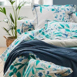 Taie de traversin satin de coton (L200 cm) Frida Vert émeraude