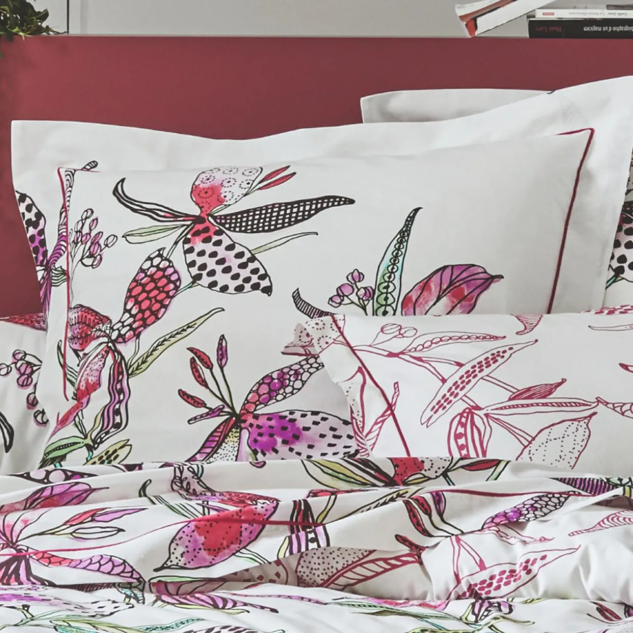 Taie d'oreiller carrée coton (65 x 65 cm) Pénélope Rose