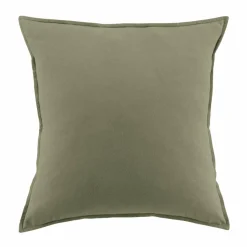 Taie d'oreiller carrée flanelle de coton (63 x 63 cm) Théa Vert romarin