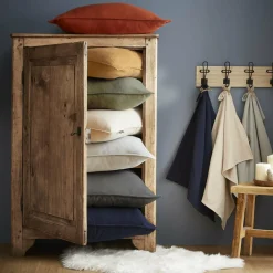 Taie d'oreiller carrée flanelle de coton (63 x 63 cm) Théa Vert romarin