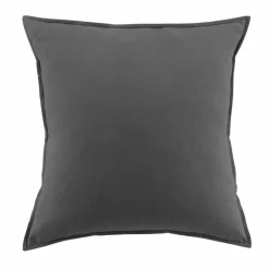 Taie d'oreiller carrée flanelle de coton (63 x 63 cm) Théa Gris anthracite