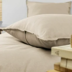 Taie d'oreiller carrée flanelle de coton (63 x 63 cm) Nina Beige