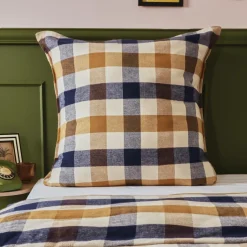 Taie d'oreiller carrée flanelle de coton (80 x 80 cm) Nina carreaux Multicolore