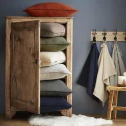 Taie d'oreiller carrée flanelle de coton (63 x 63 cm) Nina Ficelle