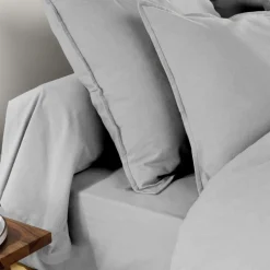 Taie d'oreiller carrée flanelle de coton (80 x 80 cm) Nina Gris clair