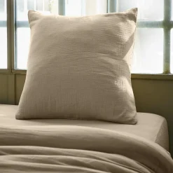 Taie d'oreiller carrée gaze de coton (80 x 80 cm) Gaïa Ficelle