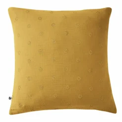 Taie d'oreiller carrée gaze de coton (60 x 60 cm) Gaïa Boho Jaune safran