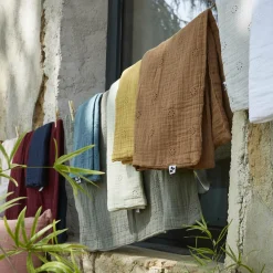 Taie d'oreiller carrée gaze de coton (60 x 60 cm) Gaïa Boho Jaune safran