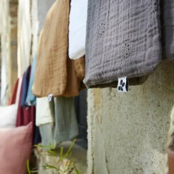 Taie d'oreiller carrée gaze de coton (60 x 60 cm) Gaïa Boho Gris granit