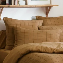 Taie d'oreiller carrée gaze de coton (60 x 60 cm) Gaïa Match Camel