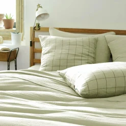 Taie d'oreiller carrée gaze de coton (60 x 60 cm) Gaïa Match Vert tilleul