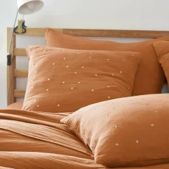 Taie d'oreiller carrée gaze de coton (60 x 60 cm) Gaïa Chic Abricot