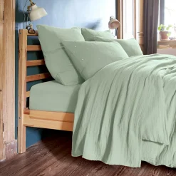 Taie d'oreiller carrée gaze de coton (60 x 60 cm) Gaïa Chic Vert eucalyptus