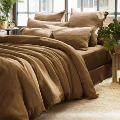 Taie d'oreiller carrée gaze de coton (60 x 60 cm) Gaïa Camel