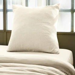 Taie d'oreiller carrée gaze de coton (60 x 60 cm) Gaïa Beige pampa