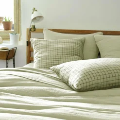 Taie d'oreiller carrée gaze de coton (60 x 60 cm) Gaïa Mix Vert tilleul