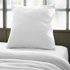 Taie d'oreiller carrée gaze de coton (60 x 60 cm) Gaïa Blanc chantilly