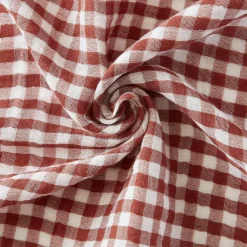 Taie d'oreiller carrée gaze de coton (80 x 80 cm) Gaïa Vichy Terracotta