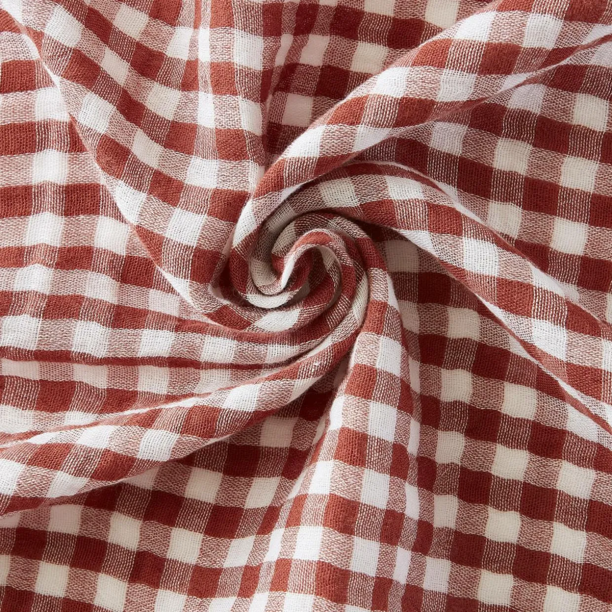 Taie d'oreiller carrée gaze de coton (80 x 80 cm) Gaïa Vichy Terracotta