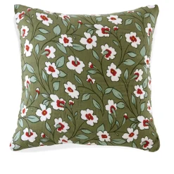 Taie d'oreiller carrée gaze de coton (60 x 60 cm) Gaïa marguerite Vert romarin