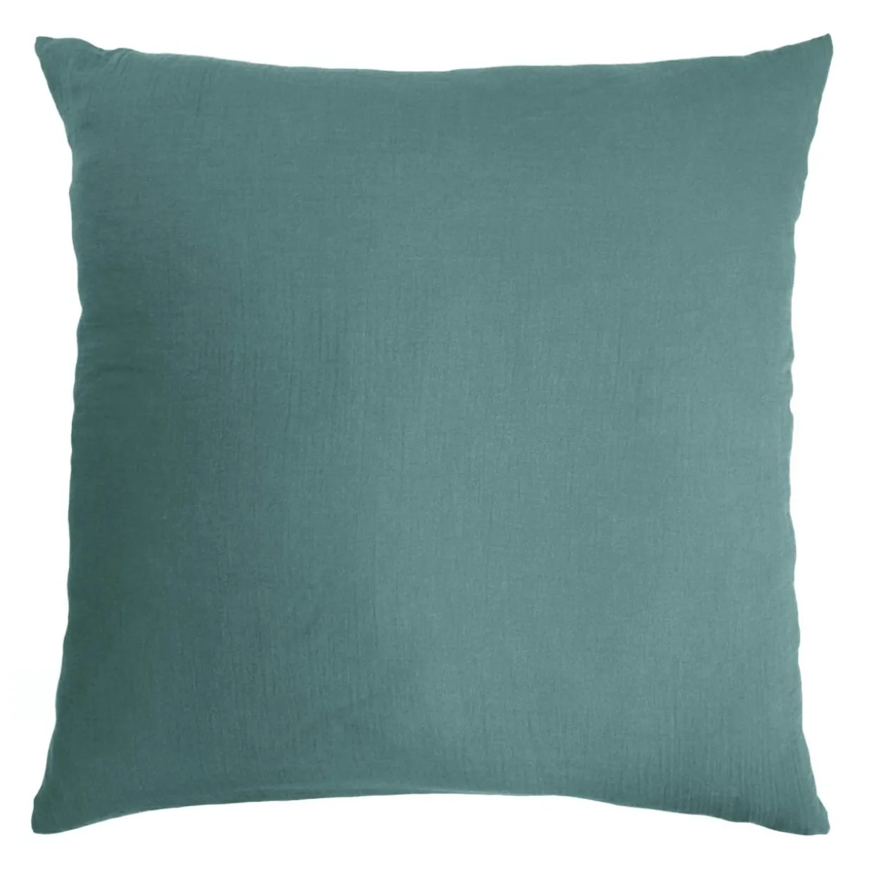 Taie d'oreiller carrée gaze de coton (80 x 80 cm) Gaïa Bleu canard