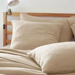 Taie d'oreiller carrée gaze de coton (60 x 60 cm) Gaïa Chic Ficelle