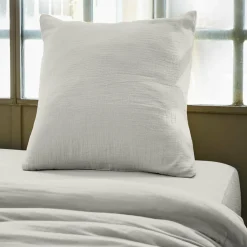 Taie d'oreiller carrée gaze de coton (60 x 60 cm) Gaïa Gris nuage